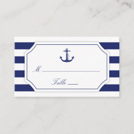 Nautisch Anker Marine Blauwe Streep Bruiloft Plaatskaartje