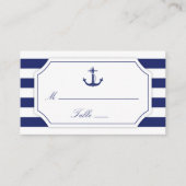 Nautisch Anker Marine Blauwe Streep Bruiloft Plaatskaartje (Voorkant)