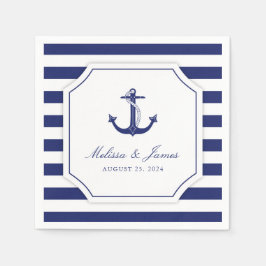 Nautisch Anker Marine Blauwe Streep Bruiloft Servet