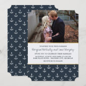 Nautisch Anker Marine & Gouden Foto Huwelijk Kaart (Voorkant / Achterkant)