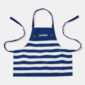 Nautisch Anker Marine Marine Blauw Wit Strepen Apr Schort (Voorkant)