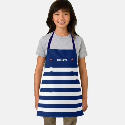 Nautisch Anker Marine Marine Blauw Wit Strepen Apr Schort (Insitu)