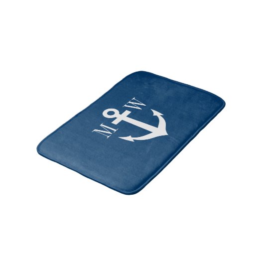 Nautisch anker marine monogram antislip badmat (Gekanteld)