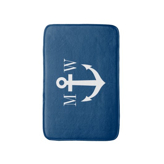 Nautisch anker marine monogram antislip badmat (Voorkant Verticaal)