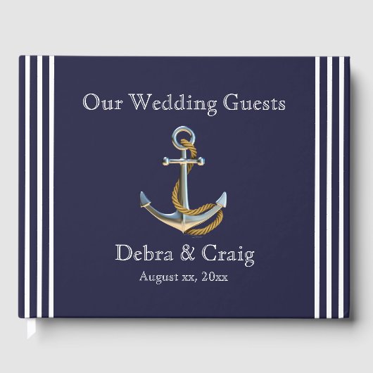 Nautisch Anker Marine Wedding Guestbook Gastenboek (Voorkant)