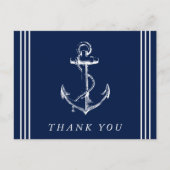 Nautisch Anker Marineblauw Dank Je Wel Briefkaart (Voorkant)