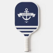 Nautisch anker marineblauw gepersonaliseerd pickleball paddle (Voorkant)