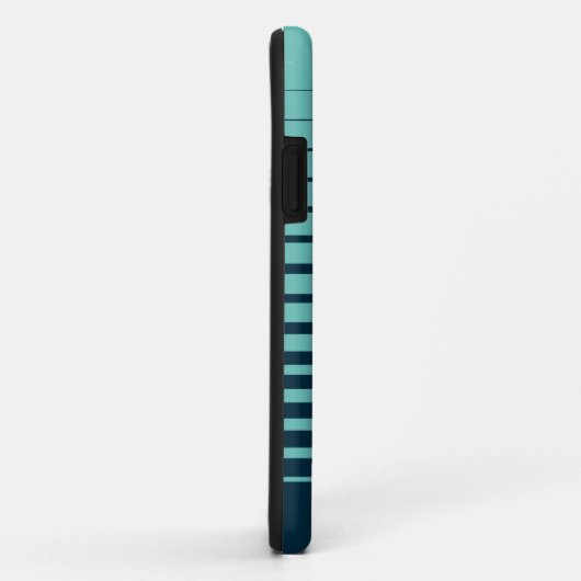 Nautisch anker marineblauw gestreept monogram Case-Mate iPhone case (Achterkant/rechts)