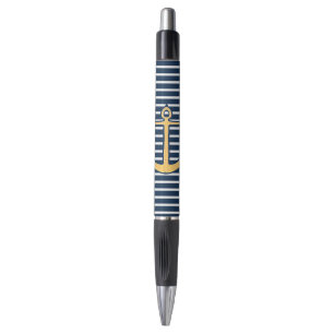 Nautisch anker marineblauw Stripes Pen