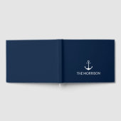 Nautisch anker marineblauw wit Aangepaste bootnaam Gastenboek (Volledig)