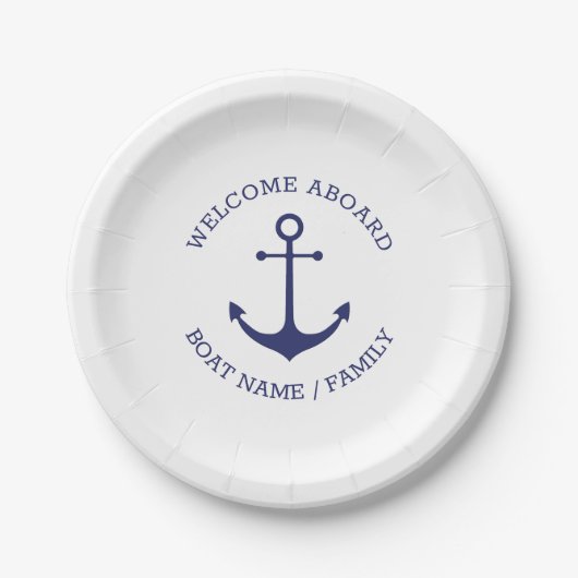 Nautisch anker marinewit Aangepast Welkomstbord Papieren Bordje (Voorkant)