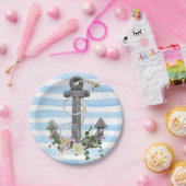 nautisch anker met bloembouquet papieren bordje (Feest)