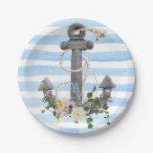 nautisch anker met bloembouquet papieren bordje (Voorkant)