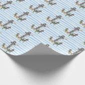 Nautisch anker met bloemen op streep cadeaupapier (Hoek)
