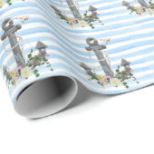Nautisch anker met bloemen op streep cadeaupapier (Rol Hoek)