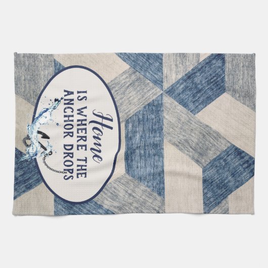 Nautisch anker met citaat theedoek (Horizontaal)