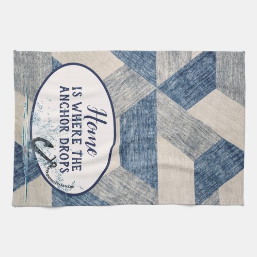 Nautisch anker met citaat theedoek (Horizontaal)