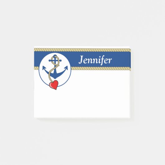 Nautisch anker met hart post-it® notes (Voorkant)