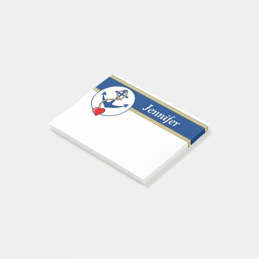 Nautisch anker met hart post-it® notes (Schuin)