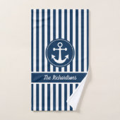 Nautisch anker met helling op de blauwe streepjes  bad handdoek (Handdoek)