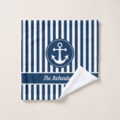Nautisch anker met helling op de blauwe streepjes  bad handdoek (Wasdoekje)