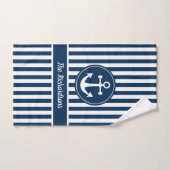 Nautisch anker met helling op de blauwe streepjes  bad handdoek (Handdoek)