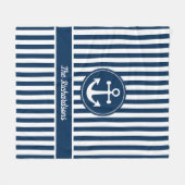 Nautisch anker met helling op de blauwe streepjes  fleece deken (Voorkant (Horizontaal))