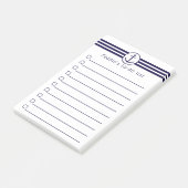 Nautisch anker met marineblauwe en witte strepen post-it® notes (Schuin)