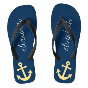 Nautisch anker met marinegeel Chevron Pattern Teenslippers