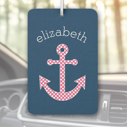 Nautisch anker met Navy Pink Polka Dot Pattern Luchtverfrisser