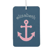 Nautisch anker met Navy Pink Polka Dot Pattern Luchtverfrisser (Voorkant)