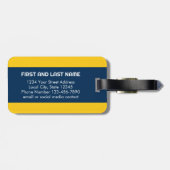 Nautisch anker met Navy Yellow Chevron Pattern Bagagelabel (Achterkant horizontaal)