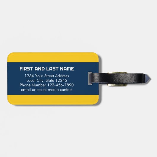 Nautisch anker met Navy Yellow Chevron Pattern Bagagelabel (Achterkant horizontaal)