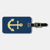 Nautisch anker met Navy Yellow Chevron Pattern Bagagelabel (Voorkant horizontaal)