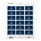 Nautisch anker met Navy Yellow Chevron Pattern Etiket (Full Sheet)
