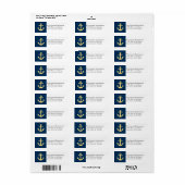 Nautisch anker met Navy Yellow Chevron Pattern Etiket (Full Sheet)