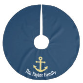 Nautisch anker met Navy Yellow Chevron Pattern Kerstboom Rok (Voorkant)