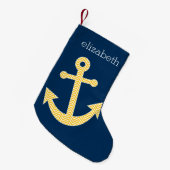 Nautisch anker met Navy Yellow Chevron Pattern Kleine Kerstsok (Voorkant (Hangend))
