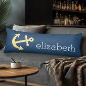 Nautisch anker met Navy Yellow Chevron Pattern Lichaamskussen
