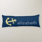 Nautisch anker met Navy Yellow Chevron Pattern Lichaamskussen (Achterkant)