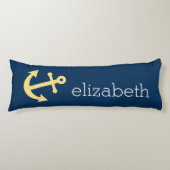 Nautisch anker met Navy Yellow Chevron Pattern Lichaamskussen (Voorkant)
