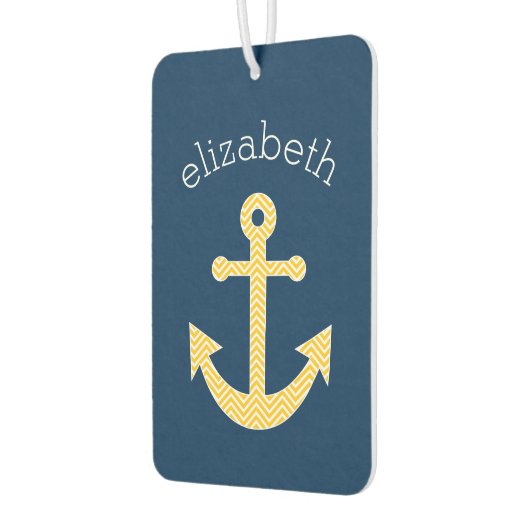 Nautisch anker met Navy Yellow Chevron Pattern Luchtverfrisser (Links)