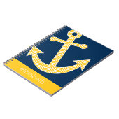 Nautisch anker met Navy Yellow Chevron Pattern Notitieboek (Linkerzijde)