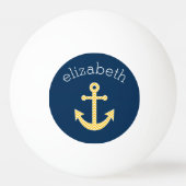 Nautisch anker met Navy Yellow Chevron Pattern Pingpongbal (Achterkant)