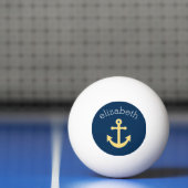 Nautisch anker met Navy Yellow Chevron Pattern Pingpongbal (Net)