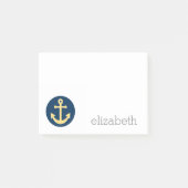 Nautisch anker met Navy Yellow Chevron Pattern Post-it® Notes (Voorkant)