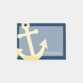 Nautisch anker met Navy Yellow Chevron Pattern Post-it® Notes (Voorkant)