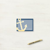 Nautisch anker met Navy Yellow Chevron Pattern Post-it® Notes (Op bureau)