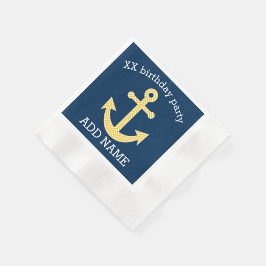 Nautisch anker met Navy Yellow Chevron Pattern Servet (Hoek)