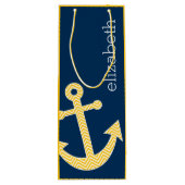 Nautisch anker met Navy Yellow Chevron Pattern Wijn Cadeautas (Achterkant)
